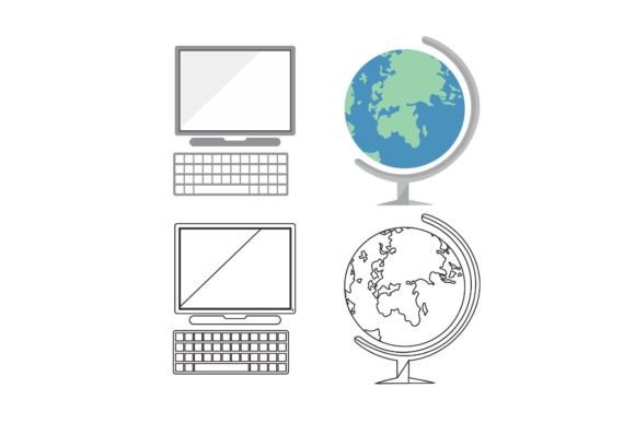Back to School Globe and Computer