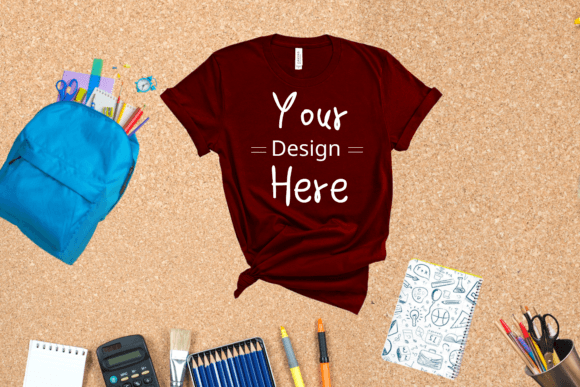Back to School Maroon T-Shirt Mockup